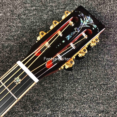 Cocobolo Solid Custom Reverso Real Abalone Inlay D Cuerpo Dreadnought Guitarra acústica en color Sunburst proveedor