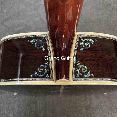 Personalizado de lujo de pinzón sólido superior cuerpo de dreadnought ébano Fingerboard 41 pulgadas verdadera guitarra acústica Abalone proveedor