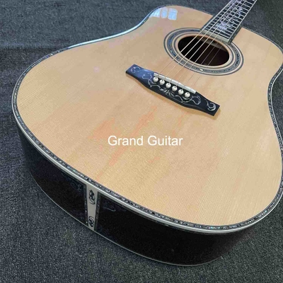 Personalizado de lujo de pinzón sólido superior cuerpo de dreadnought ébano Fingerboard 41 pulgadas verdadera guitarra acústica Abalone proveedor