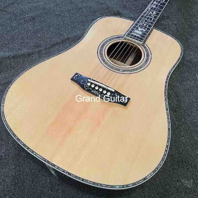 Personalizado de lujo de pinzón sólido superior cuerpo de dreadnought ébano Fingerboard 41 pulgadas verdadera guitarra acústica Abalone proveedor