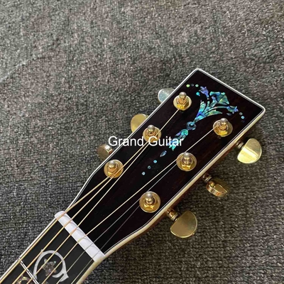 Personalizado de lujo de pinzón sólido superior cuerpo de dreadnought ébano Fingerboard 41 pulgadas verdadera guitarra acústica Abalone proveedor