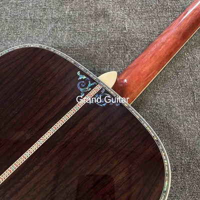Personalizado de lujo de pinzón sólido superior cuerpo de dreadnought ébano Fingerboard 41 pulgadas verdadera guitarra acústica Abalone proveedor
