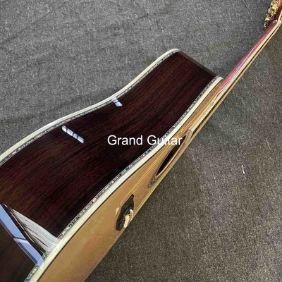 Personalizado de lujo de pinzón sólido superior cuerpo de dreadnought ébano Fingerboard 41 pulgadas verdadera guitarra acústica Abalone proveedor