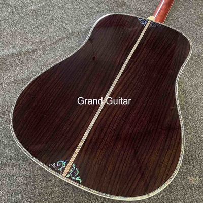 Personalizado de lujo de pinzón sólido superior cuerpo de dreadnought ébano Fingerboard 41 pulgadas verdadera guitarra acústica Abalone proveedor