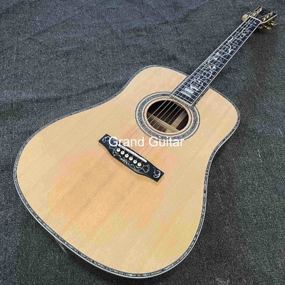 Personalizado de lujo de pinzón sólido superior cuerpo de dreadnought ébano Fingerboard 41 pulgadas verdadera guitarra acústica Abalone proveedor