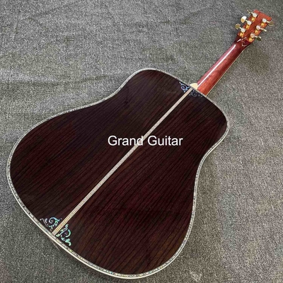 Personalizado de lujo de pinzón sólido superior cuerpo de dreadnought ébano Fingerboard 41 pulgadas verdadera guitarra acústica Abalone proveedor