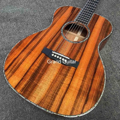 Grand OM Guitar Solid KOA Guitarra acústica de lado trasero, logotipo personalizado en la cabecera proveedor