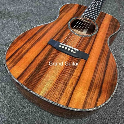 Grand OM Guitar Solid KOA Guitarra acústica de lado trasero, logotipo personalizado en la cabecera proveedor