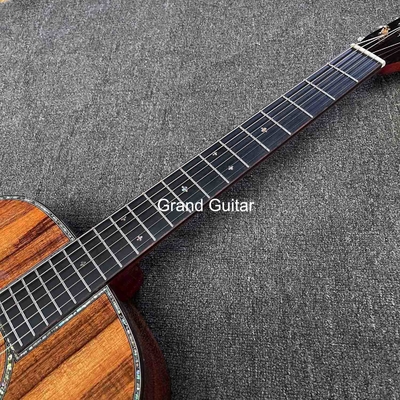 Grand OM Guitar Solid KOA Guitarra acústica de lado trasero, logotipo personalizado en la cabecera proveedor