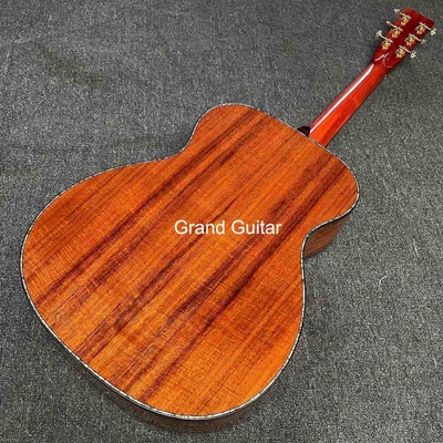 Grand OM Guitar Solid KOA Guitarra acústica de lado trasero, logotipo personalizado en la cabecera proveedor