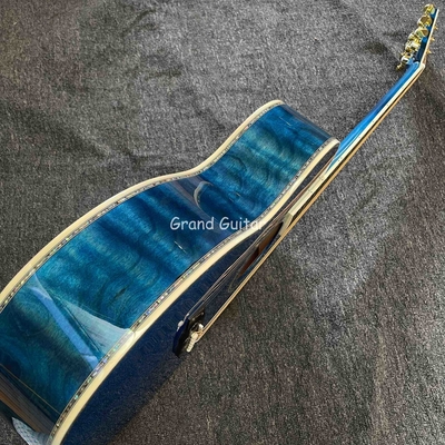 Custom Martin Style OM Cuerpo de agua ondulada SOLID Arce de fuego de espalda lateral guitarra acústica, acepta guitarra OEM proveedor