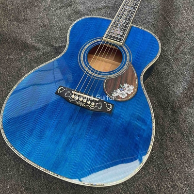 Custom Martin Style OM Cuerpo de agua ondulada SOLID Arce de fuego de espalda lateral guitarra acústica, acepta guitarra OEM proveedor