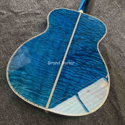 Custom Martin Style OM Cuerpo de agua ondulada SOLID Arce de fuego de espalda lateral guitarra acústica, acepta guitarra OEM proveedor