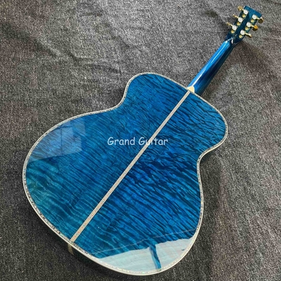 Custom Martin Style OM Cuerpo de agua ondulada SOLID Arce de fuego de espalda lateral guitarra acústica, acepta guitarra OEM proveedor