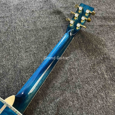 Custom Martin Style OM Cuerpo de agua ondulada SOLID Arce de fuego de espalda lateral guitarra acústica, acepta guitarra OEM proveedor