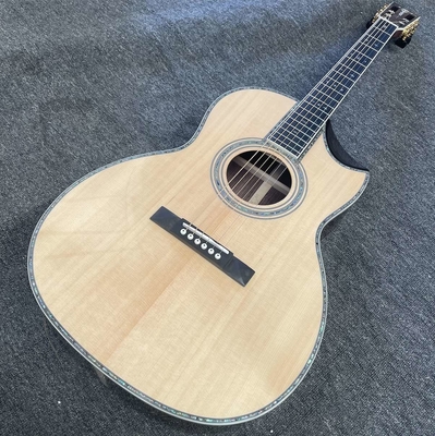 Guitarra acústica de madera sólida estilo Martin Cutaway con tablero de huesos de ébano 12 trastes 43 mm de anchura, acepta guitarra OEM proveedor