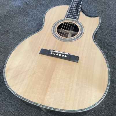 Guitarra acústica de madera sólida estilo Martin Cutaway con tablero de huesos de ébano 12 trastes 43 mm de anchura, acepta guitarra OEM proveedor