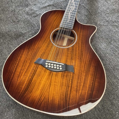 12 cuerdas personalizadas KOA Wood Taylor estilo guitarra acústica con acabado brillante cuerpo Matt Neck Open Tuner proveedor