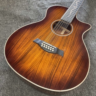 12 cuerdas personalizadas KOA Wood Taylor estilo guitarra acústica con acabado brillante cuerpo Matt Neck Open Tuner proveedor