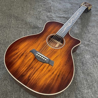 6 cuerdas personalizadas KOA estilo de madera Taylor guitarra acústica con acabado de cuerpo brillante Matt Neck Open Tuner proveedor