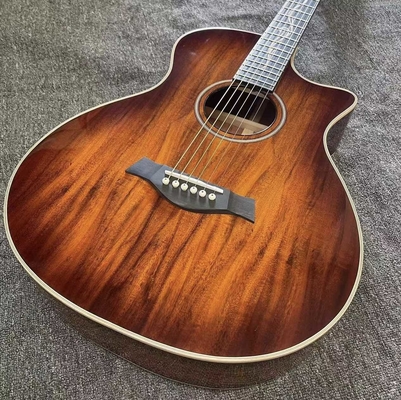 6 cuerdas personalizadas KOA estilo de madera Taylor guitarra acústica con acabado de cuerpo brillante Matt Neck Open Tuner proveedor