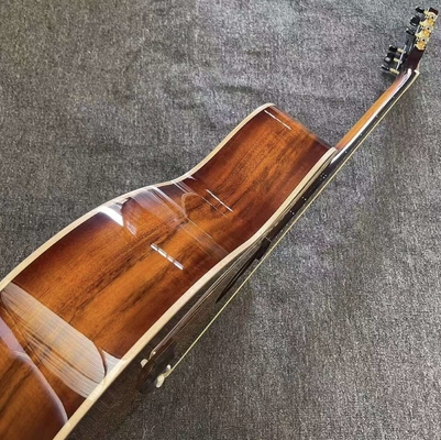 6 cuerdas personalizadas KOA estilo de madera Taylor guitarra acústica con acabado de cuerpo brillante Matt Neck Open Tuner proveedor
