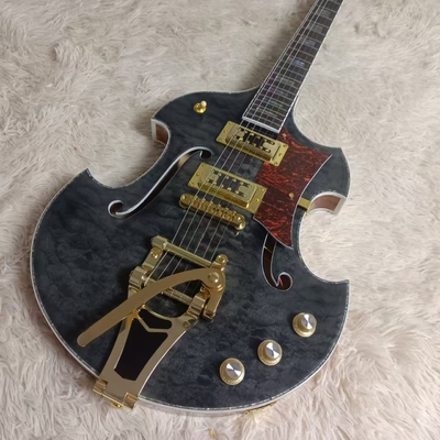 Guitarra eléctrica de estilo Gretsch con bigs bys trem en negro transparente, acepta guitarra y bajo OEM proveedor
