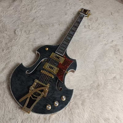 Guitarra eléctrica de estilo Gretsch con bigs bys trem en negro transparente, acepta guitarra y bajo OEM proveedor