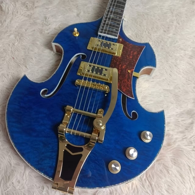 Cuerpo hueco y cuerpo irregular Gretsch guitarra eléctrica con bigs bys trem en color azul, acepta guitarra y bajo OEM proveedor