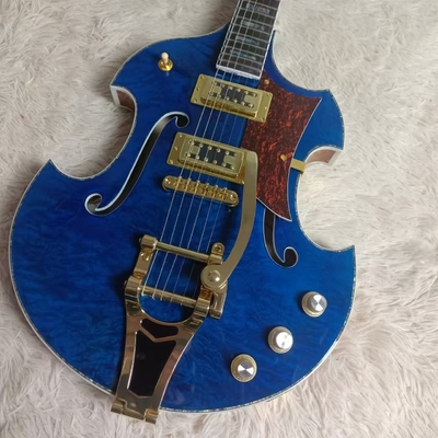 Cuerpo hueco y cuerpo irregular Gretsch guitarra eléctrica con bigs bys trem en color azul, acepta guitarra y bajo OEM proveedor