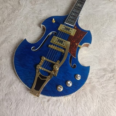 Cuerpo hueco y cuerpo irregular Gretsch guitarra eléctrica con bigs bys trem en color azul, acepta guitarra y bajo OEM proveedor