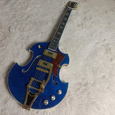 Cuerpo hueco y cuerpo irregular Gretsch guitarra eléctrica con bigs bys trem en color azul, acepta guitarra y bajo OEM proveedor