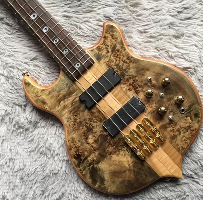 4 cuerdas personalizadas Cuello a través del cuerpo Alembico estilo Bajo eléctrico Guitarra de árbol Burl Top proveedor