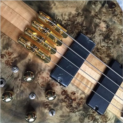 4 cuerdas personalizadas Cuello a través del cuerpo Alembico estilo Bajo eléctrico Guitarra de árbol Burl Top proveedor