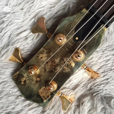 4 cuerdas personalizadas Cuello a través del cuerpo Alembico estilo Bajo eléctrico Guitarra de árbol Burl Top proveedor