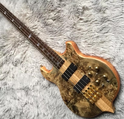 4 cuerdas personalizadas Cuello a través del cuerpo Alembico estilo Bajo eléctrico Guitarra de árbol Burl Top proveedor