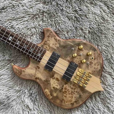 4 cuerdas personalizadas Cuello a través del cuerpo Alembico estilo Bajo eléctrico Guitarra de árbol Burl Top proveedor