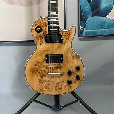 Guitarra eléctrica a medida estilo Gibson Les Paul LP Nature Burl Maple Top Mahogany cuerpo de oro Hardware proveedor