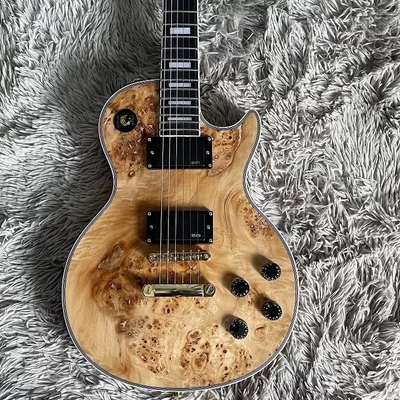 Guitarra eléctrica a medida estilo Gibson Les Paul LP Nature Burl Maple Top Mahogany cuerpo de oro Hardware proveedor