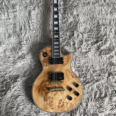 Guitarra eléctrica a medida estilo Gibson Les Paul LP Nature Burl Maple Top Mahogany cuerpo de oro Hardware proveedor