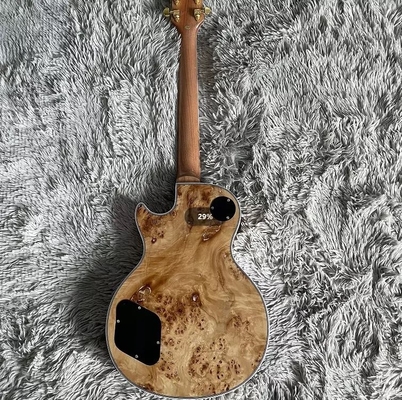Guitarra eléctrica a medida estilo Gibson Les Paul LP Nature Burl Maple Top Mahogany cuerpo de oro Hardware proveedor