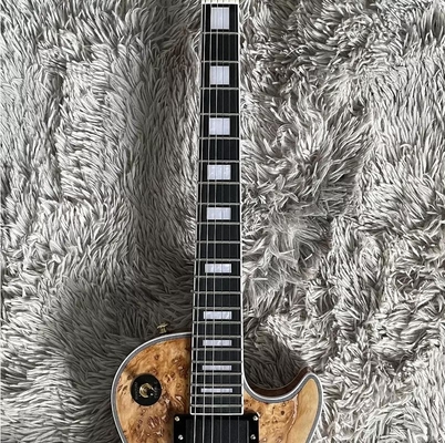 Guitarra eléctrica a medida estilo Gibson Les Paul LP Nature Burl Maple Top Mahogany cuerpo de oro Hardware proveedor