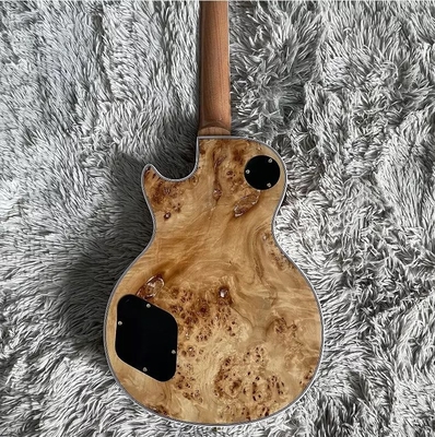 Guitarra eléctrica a medida estilo Gibson Les Paul LP Nature Burl Maple Top Mahogany cuerpo de oro Hardware proveedor