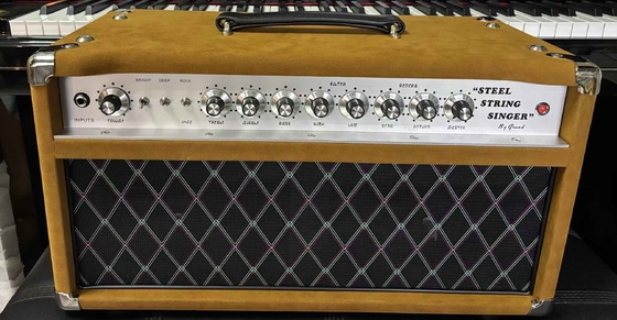 2024 HOT!!! Dumble #002 Versión Clone SSS20-Coro de Acero Cantante SSS Tubo Amp Head 20Watt en Suede Marrón con Botones Originales proveedor