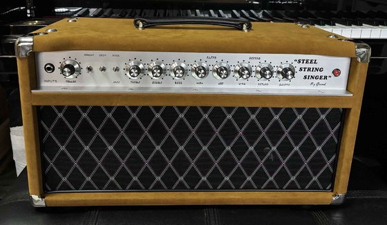 2024 HOT!!! Dumble #002 Versión Clone SSS20-Coro de Acero Cantante SSS Tubo Amp Head 20Watt en Suede Marrón con Botones Originales proveedor
