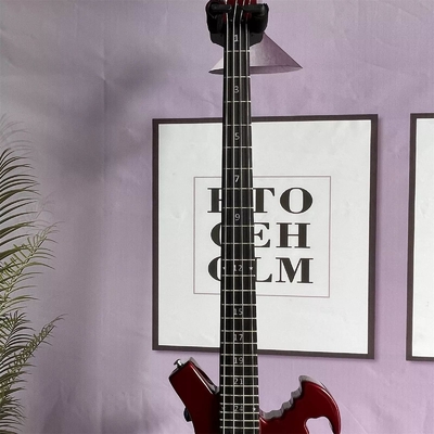 Guitarra de bajo eléctrica de 4 cuerdas personalizada con forma irregular de cuerpo especial en color rojo metálico Cuello de arce proveedor