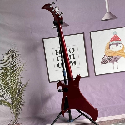 Guitarra de bajo eléctrica de 4 cuerdas personalizada con forma irregular de cuerpo especial en color rojo metálico Cuello de arce proveedor