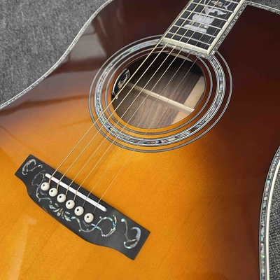 Guitarra eléctrica acústica Sunburst, logotipo personalizado, tablero de dedos de ébano, guitarra acústica D45 estilo Martin proveedor
