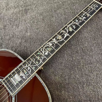 Guitarra eléctrica acústica Sunburst, logotipo personalizado, tablero de dedos de ébano, guitarra acústica D45 estilo Martin proveedor