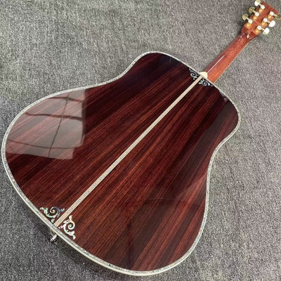 Guitarra eléctrica acústica Sunburst, logotipo personalizado, tablero de dedos de ébano, guitarra acústica D45 estilo Martin proveedor